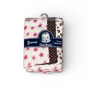 Gerber Pink Floral and Brown Polka Dot Burp Cloths